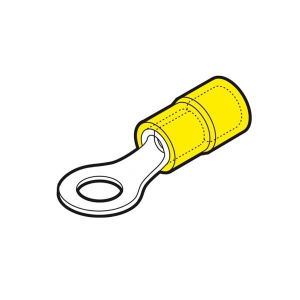Faston ring geisoleerd 4 - 6mm² diameter  M10 Geel