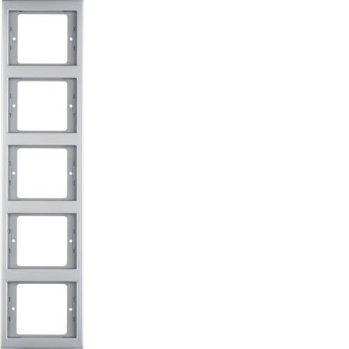 Frame 5gang vertical, K.5, stainless Steel, Metal matt finish