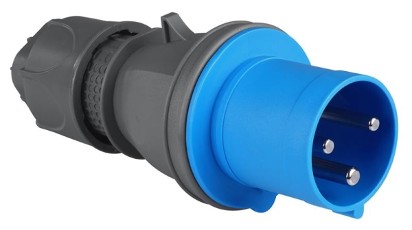Plug CEE 3 x 63A with pilot contact 200 - 250Vac Blue IP44