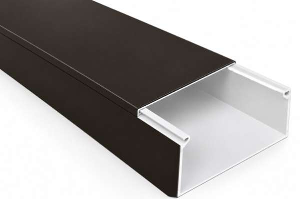 Black PVC cable trunking with lid - 100 x 48mm