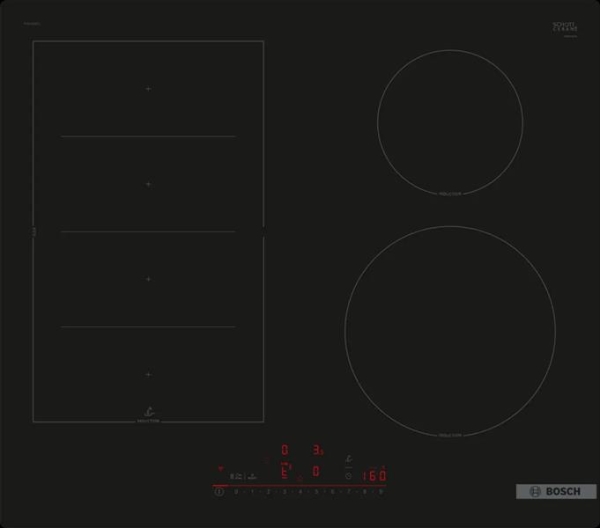 Table de cuisson serie 6 induction 60cm, FlexInduction, 4 zones, 1 FlexZone, DirectSelect avec 17 po