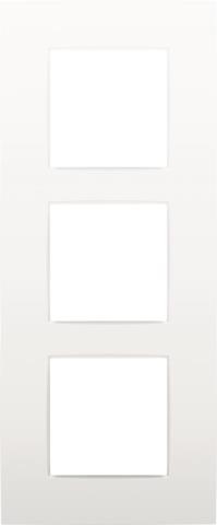 Triple flush surround plate with 60mm vertical centre - to - centre distance Intense White