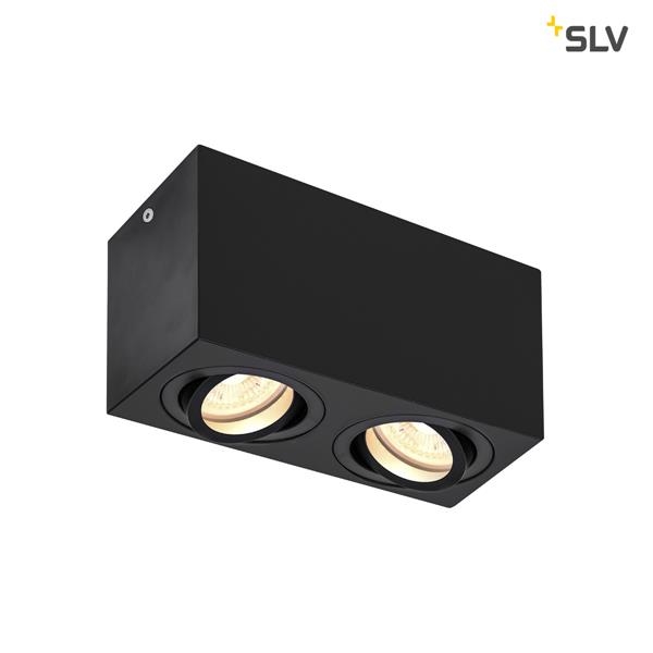 Triledo double, indoor plafondopbouwlamp, Qpar51, Zwart, maximum 10W