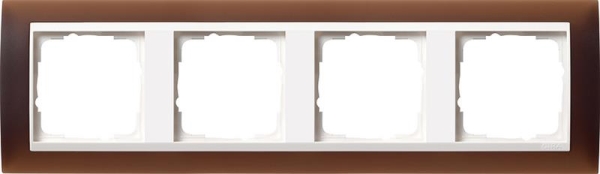 Cover frame 4 gang intermediate frame pure White Gira Event opaque dark Brown