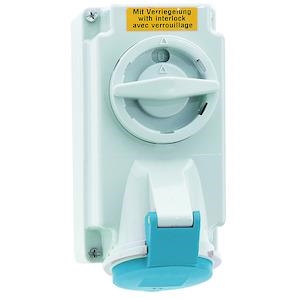 CEE stopcontact + schakelaar 16A 2 polig + A 230V IP44 + schakelaar + vergrendelbaar