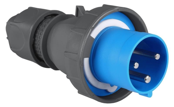 Plug CEE 3 x 63A with pilot contact 200 - 250Vac Blue IP67