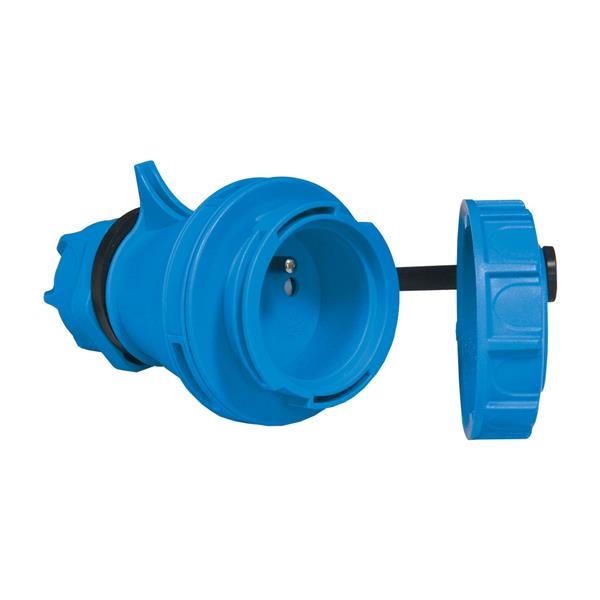 Fiche femelle version française Bleu avec protection enfants 1 x 16A 220 - 240Vac IP68