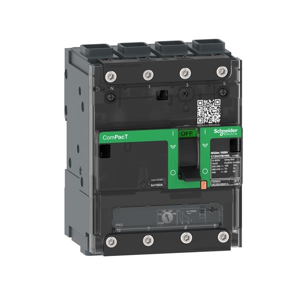 Disjoncteur, ComPacT NSXm 160E, 16kA/415Vac, 4 pôles 4D (neutre entièrement protégé), déclencheur TM