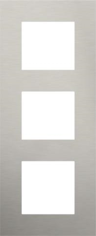 Triple flush surround plate with 60mm vertical centre - to - centre distance Pure stainless steel on