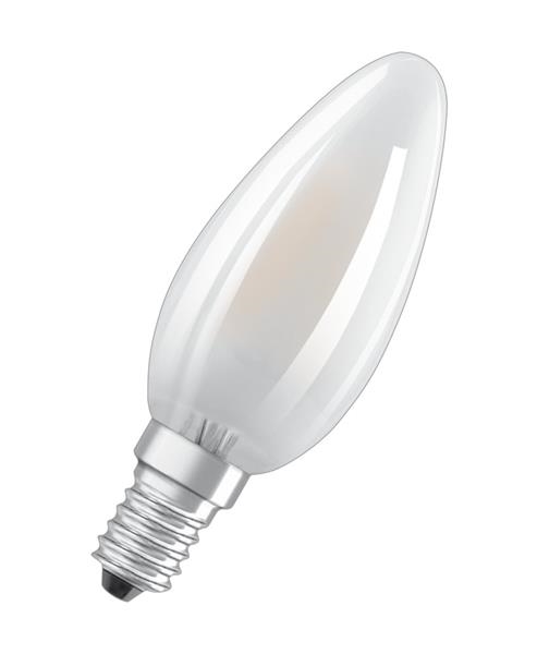 Led lamp, klassieke kaars vorm Star B glas 4 - 40W / 827 E14 mat 300° 470lm Warm White niet dimbaar