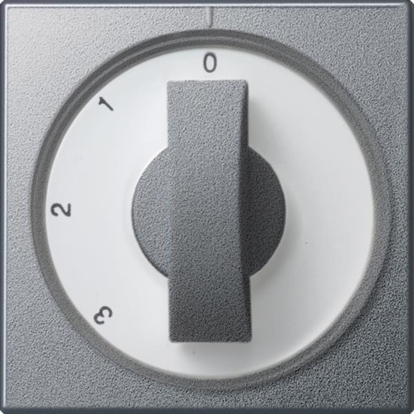 Cache avec manette pour interrupteur rotatif à 3 positions teinte Alu position zéro