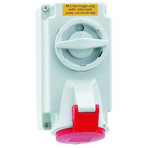 CEE stopcontact + schakelaar 16A 3 polig + N + A 400V IP44