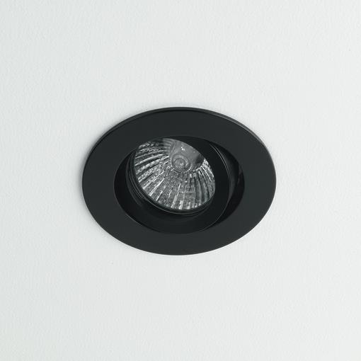 Inbouwspot rond richtbaar bladveren in Aluminium kleur Zwart Mat textuur lak Ral 9016 QPAR51 50W