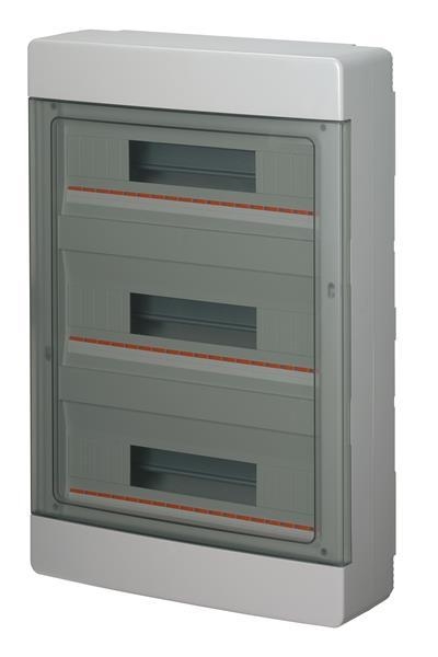 Opbouw kast 54 modules Grijs IP40 met doorzichtige deur afmet: 400 x 550 x 130mm + installatie kit