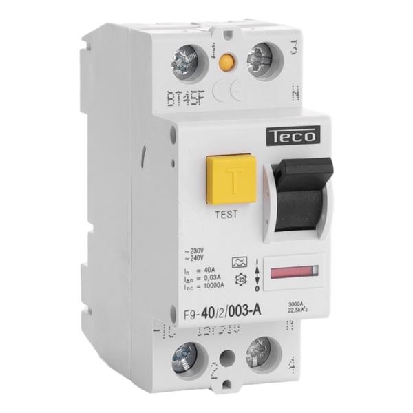Residual current circuit breaker 2 poles 40A 30mA type A breaking capacity 10kA