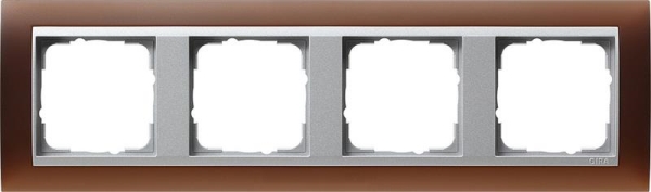 Afdekraam 4 voudig voor kleur Aluminium Gira Event opaque Donkerbruin