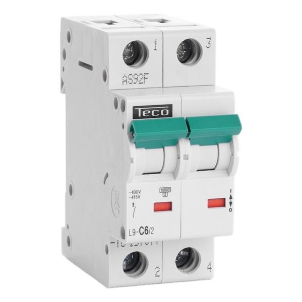 Disjoncteur 2 pôles 6A 10kA courbe C