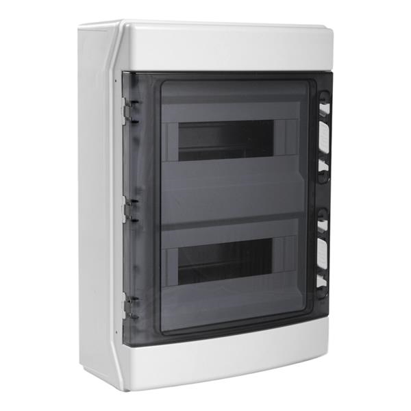Opbouwkast IP65 met transparante deur 2 x 12 modules + aardingsrail