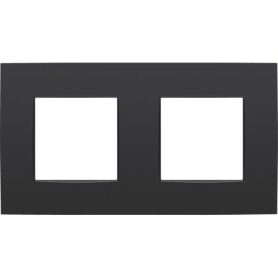 Double flush surround plate with 71mm centre-to-centre distance Niko Intense matt Black
