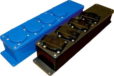 Contacdoos slagvast met 4 stopkontakten zonder draad Blauw