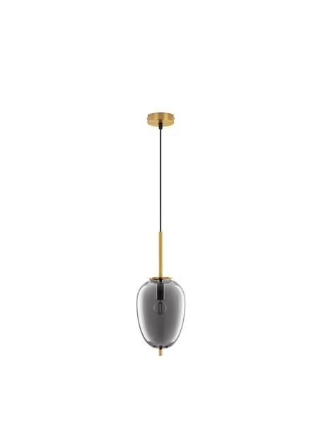 Lato Brass Gold Metal & smoky glass Black fabric wire Led E14 1 x 5W 230V IP20 bulb excluded adjusta