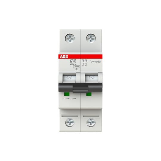 Disjoncteur VY30 2 pôles courbe C 63A 3kA