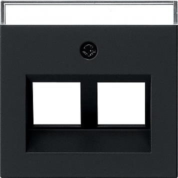 Couvercle 30° + étiquette pour anneau supplémentaire Modular jack 2 x System 55 Noir mat