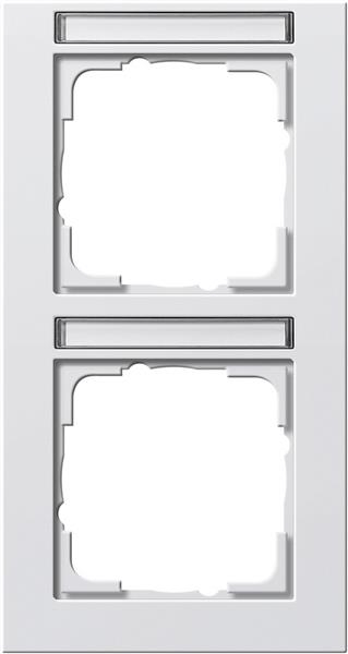 Cadre finition 2 x étiquette vertical Gira E2 Blanc