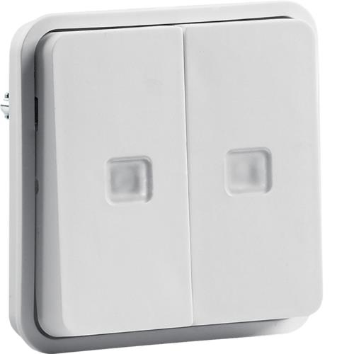 Double poussoir inverseur lumineux Cubyko, Blanc, NO + NF, q