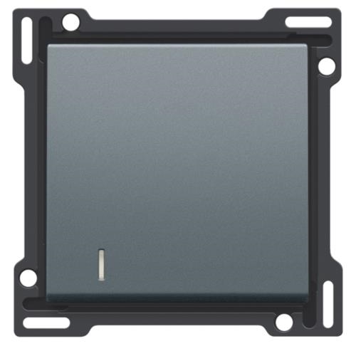 Set de finition avec voyant pour interrupteur ou bouton - poussoir simple Alu Steel
