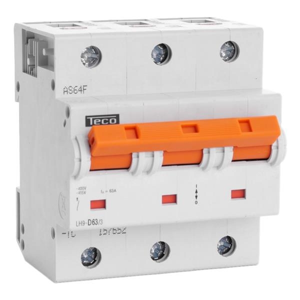 Circuit breaker 3 poles 63A 25kA curve D