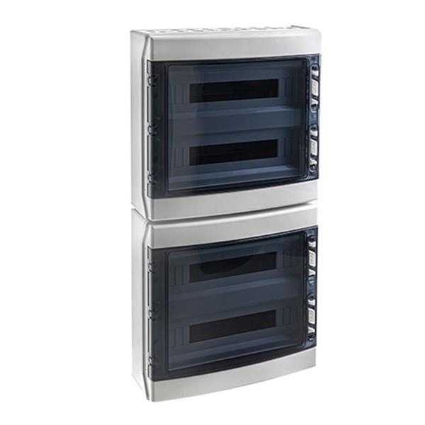 Coffret apparent IP65 avec porte transparente 72 modules + bornier de terre