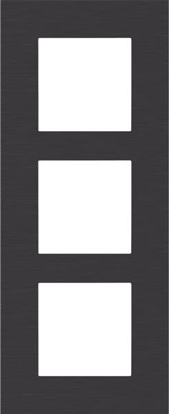 Plaque de recouvrement triple, entraxe de 60mm, verticale, Niko Pure Alu Black brushed