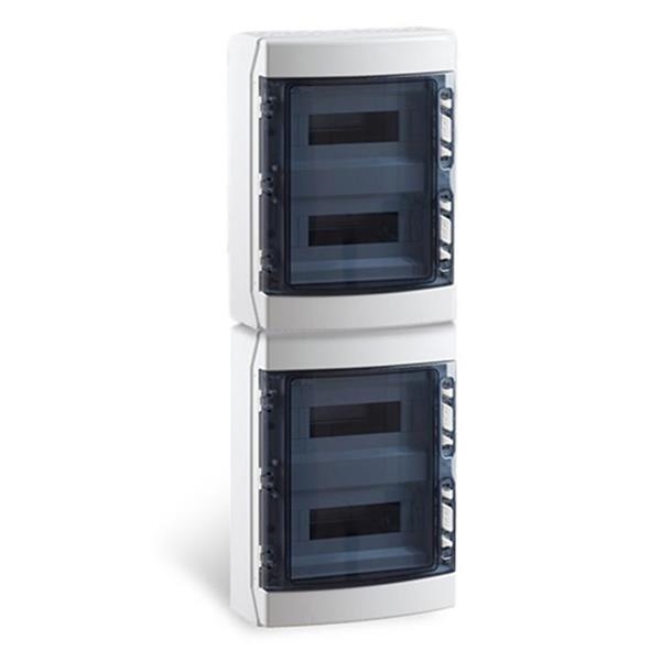 Coffret apparent IP65 porte transparent 4 x 12 modules + bornier de terre