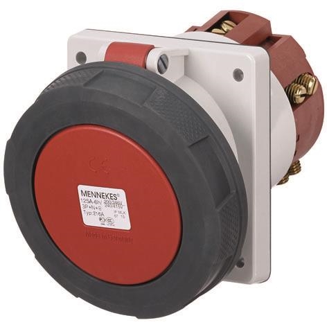 Inbouwcontactdoos 125A 5 polig 6u 400V Rood IP67