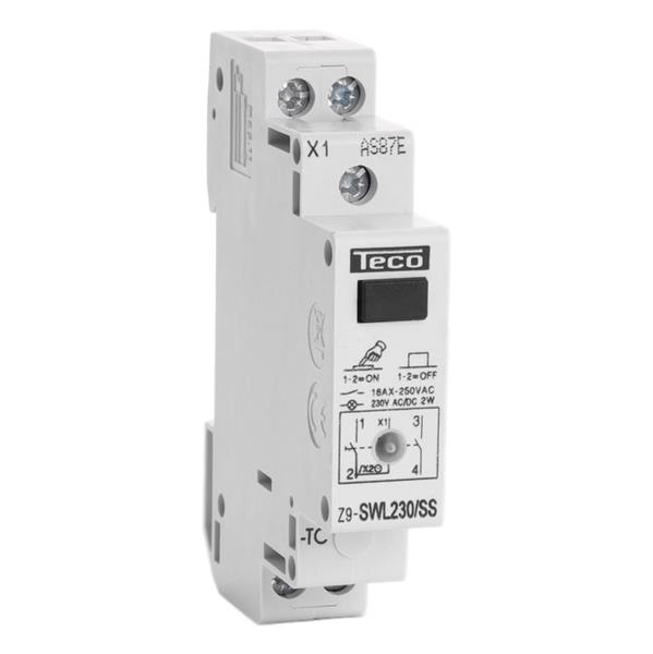 Switch with lamp 230Vac 16A 2 NO