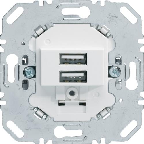 230V USB charging socket outlet, 2gang, 3.0A, angular supporting ring