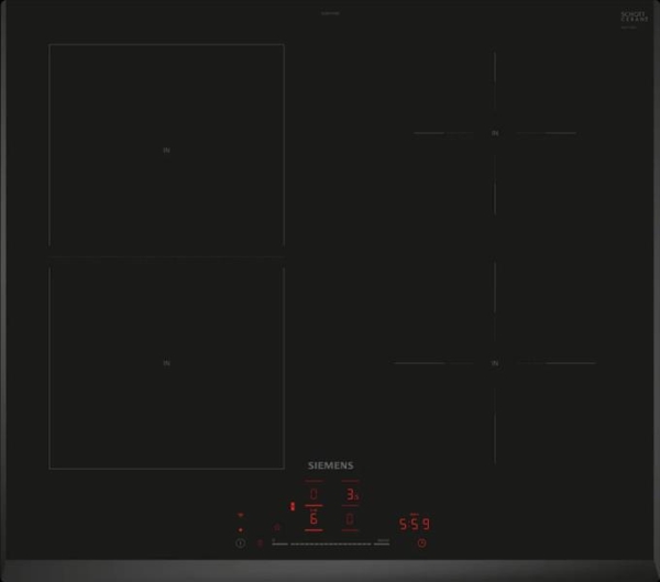 Table de cuisson IQ500 induction 60cm, combiInduction, 4 zones, 1 combiZone, touchSlider avec 17 pos