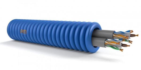 Voorgekabelde buis 2 x UTP cat6 diameter 20mm full Lsoh op rol van 100m CPR klasse: DCA s2d2a1