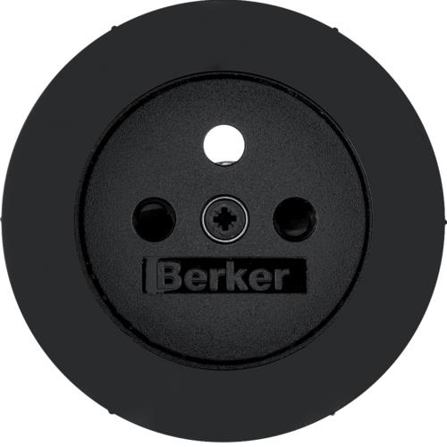 Afwerkingsset voor wandcontactdoos met penaarde Berker Berker R.1 / R.3 / R.Classic Zwart, glanzend