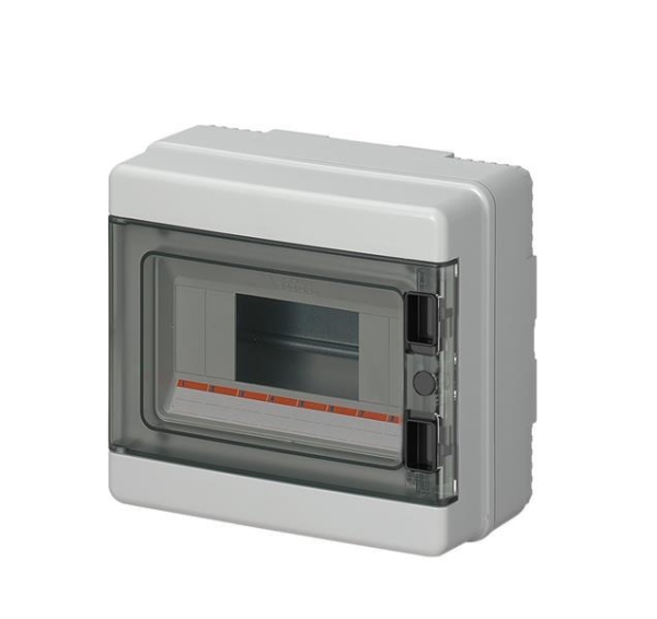 Coffret apparent 8 modules 1 rangée porte transparente IP65 dim. 200 x 180 x 100