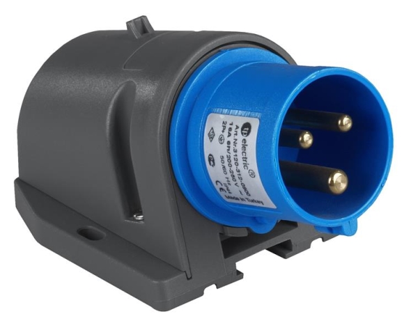 Prise CEE mâle murale 3 x 32A 220 - 240Vac Bleu IP44 avec raccords à visser