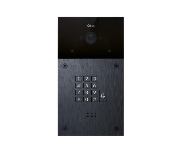 Qbus SIP videofoon deurstation Zwart geborsteld Aluminium, 1 belknop en codeklavier, IP65, voor inbo