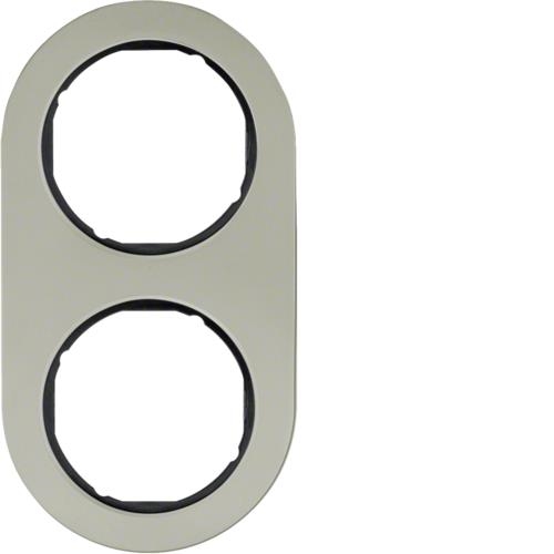 Afdekplaat 2 - voudig Berker serie R.Classic Inox / Zwart