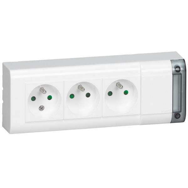 Meervoudige contactdoos 4 x 2 polig + A 10 / 16A 230V Wit zonder snoer