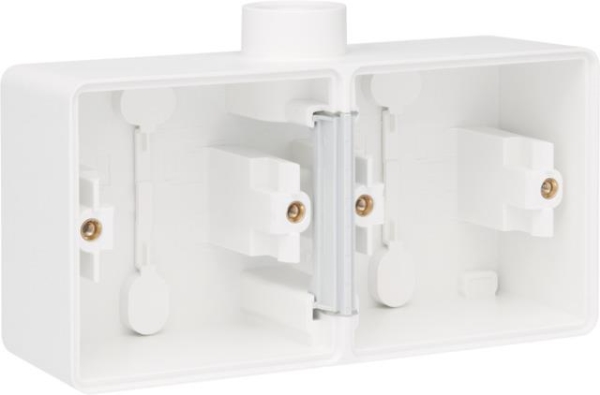 Double boîte en saillie étanche aux projections d’eau horizontal avec une entrée M20 Blanc