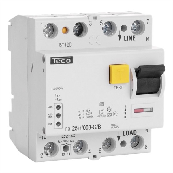 Residual current circuit breaker 4 poles 25A 30mA type B breaking capacity 10kA