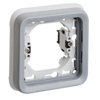 Plexo houder + afdekplaat 1 mechanisme Grijs