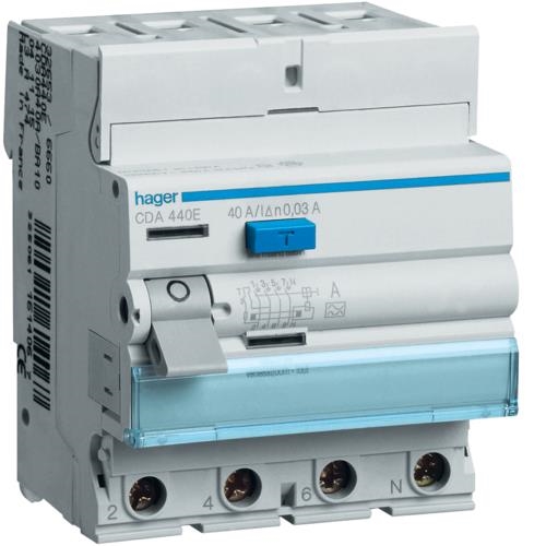 Interrupteur différentiel 4 pôles 40A 30mA type A 4 modules