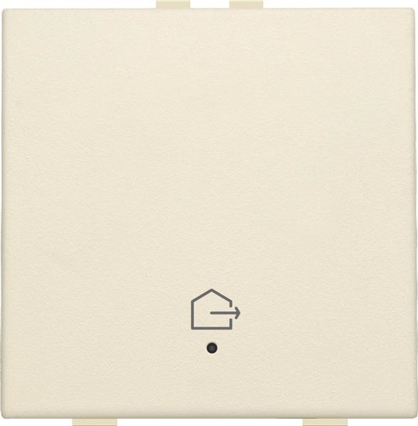 Enkelvoudige drukknop met Led en comfortsensoren voor Niko Home control, symbool 'woning verlaten',